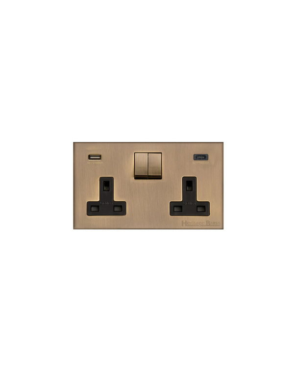 2 Gang 13A Socket with USB-A+C / Winchester