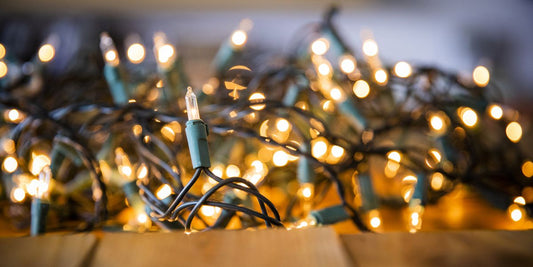 A cluster of Christmas rope lights and fairy lights