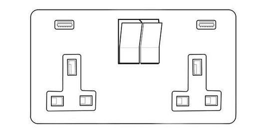 2 Gang 13A Socket with USB-C+C / Winchester