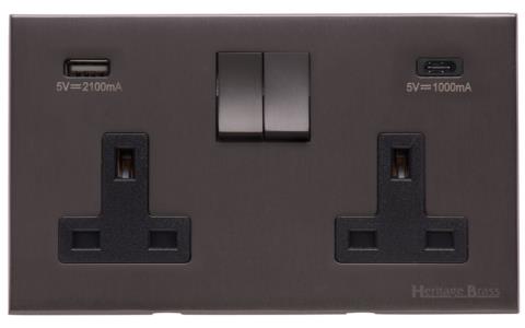 2 Gang 13A Socket with USB-A+C / Winchester