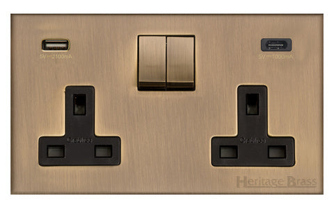 2 Gang 13A Socket with USB-A+C / Winchester